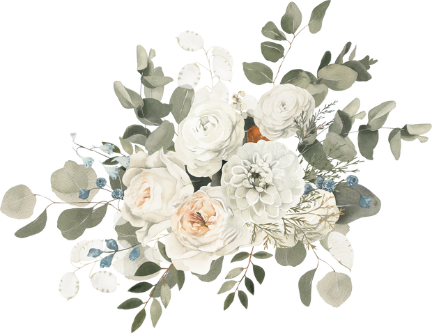 White Flower Bouquet Watercolor